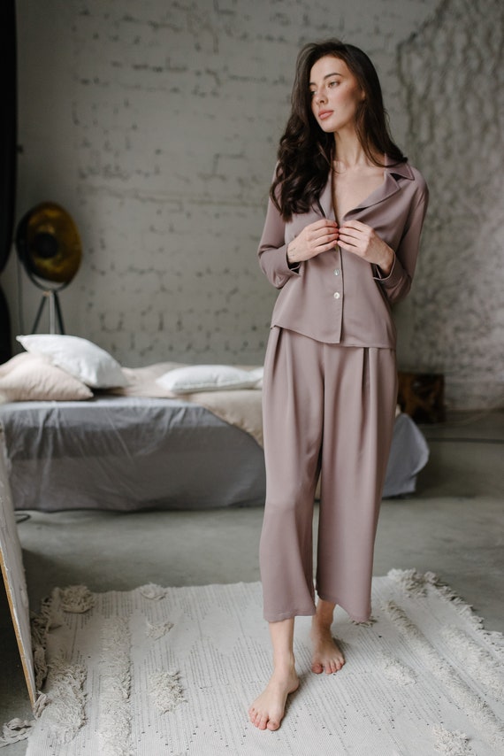 Sleepwear Set Viscose Pajamas Set Viscose Sleepwear Culottes Shirt and Culottes custom Tailoring Etsy Australia