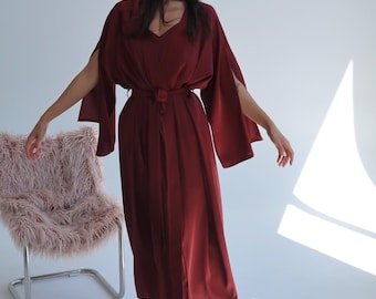 Silk Pajama Set with Long Robe: Bridal Lingerie, Bridesmaid Outfit