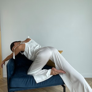 Pajama for bride, Pajamas set,Silk pajamas set,Silk pants, Tank top,Top and pants, bridal pajama set, custom tailoring, bridesmaid pajama,