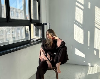 Silk Pajama Set: Loose Fit Shirt and Wide Pants Sleepwear