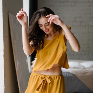 Sleepwear Set, Silk Pajamas Set, Silk Shorts, Tank Top, Oversized Top, Silk Sleepwear, Top and Shorts, custom tailoring