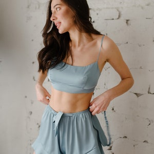 Sleepwear Set, Silk Pajamas Set, Silk Shorts, Tank Top, Oversized Top, Silk Sleepwear, Top and Shorts,custom tailoring
