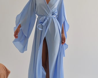 Long Silk Wedding Robe: Bridal Party Dressing Gown