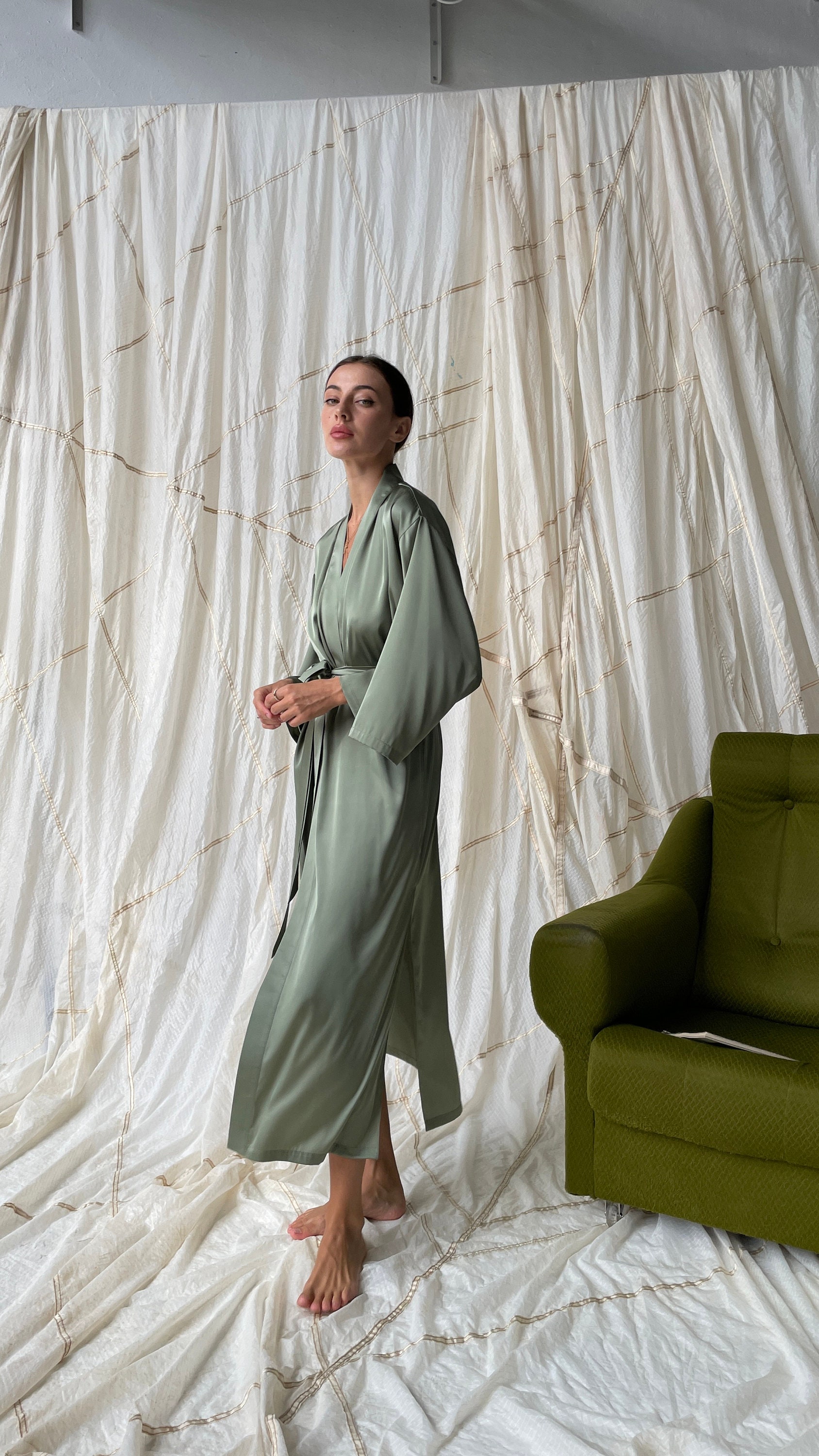 Pajamas set with robe Lilu, Silk pajamas set and robe, Silk shorts, Oversized top, sleepwear, Top, shorts, silk robe, custom tailoring
