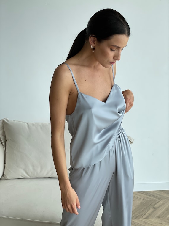 Pajama for Bride Pajamas Set silk Pajamas Set silk Pants Tank Top top and Pants Bridal Pajama Set Custom Tailoring Bridesmaid Pajama Etsy