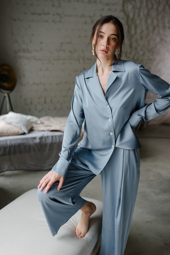 Buy Sleepwear Set Viscose Pajamas Set Viscose Sleepwear Culottes Shirt and Culottes custom Tailoring Online in India Etsy