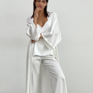 Bridal Pajamas set and robe,Silk pajamas set,Silk pants, Tank top,Top and pants, silk robe robe, custom tailoring, pyjamas for bridesmaids image 1