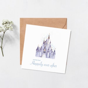 Tarjeta de castillo de Disney - Tarjeta de felicitación - Feliz aniversario - Inspirada en Disney - Amor - Tarjeta de aniversario - Tarjeta de compromiso - Tarjeta interior en blanco