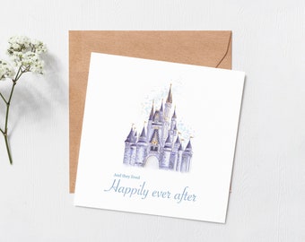 Disney castle card - Greeting card - Happy anniversary - Disney inspired - love - anniversary card - engagement card - blank inside card