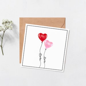 Gepersonaliseerde Hartballon Trouwkaart - trouwkaart op maat - gepersonaliseerde trouwkaart - meneer en mevrouw ballonkaart - trouwkaart