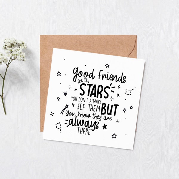 Good friends are like stars - best friend birthday - Happy birthday - missing you card - friends card - card for best friend - friends gift