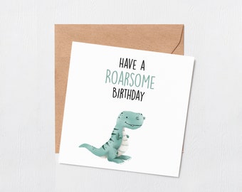 Have a roarsome birthday dinosaur card - Greeting card - Happy birthday - first birthday - Babies birthday - dinosaur cards - sons birthday