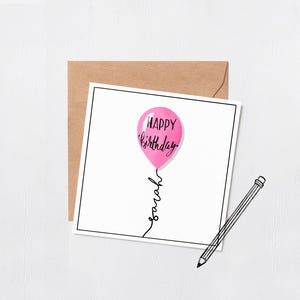 Gepersonaliseerde Happy birthday ballonkaart - aangepaste kaart - Happy birthday - 16e - 18e - 21e - 30e - gepersonaliseerde kaart - aangepaste naamkaart