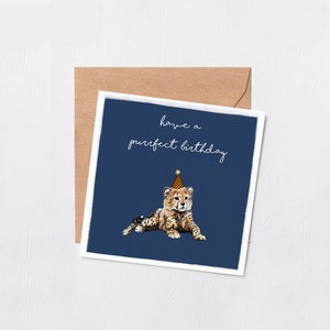 Purrfect Carte d’anniversaire - anniversaire du meilleur ami - Joyeux anniversaire - anniversaire parfait - anniversaire des amis - carte d’amoureux des chats - guépard - blanc