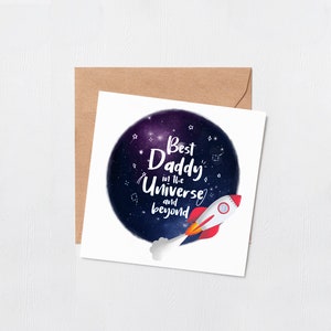 Meilleur papa de l'univers et au-delà - carte de voeux - joyeux anniversaire - anniversaire des papas - meilleure carte papa - fête des pères - cartes pour les papas