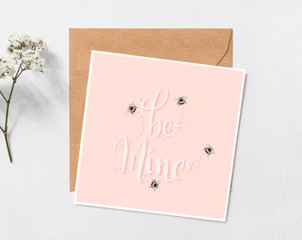 Be mine card - San Valentino - I love you card - divertente biglietto di auguri - ape mia - api - san Valentino felice - gioco di parole - carta bianca all'interno