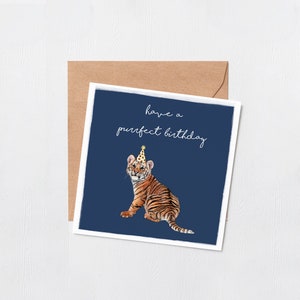 Purrfect Tarjeta de cumpleaños - cumpleaños del mejor amigo - Feliz cumpleaños - cumpleaños perfecto - cumpleaños de amigos - tarjeta de amante del gato - tigre - en blanco por dentro