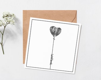 Biglietto fotografico con palloncino cuore personalizzato - Biglietto d'auguri - Buon compleanno - Anniversario - Cartolina fotografica personalizzata - vuoto all'interno - Nome personalizzato