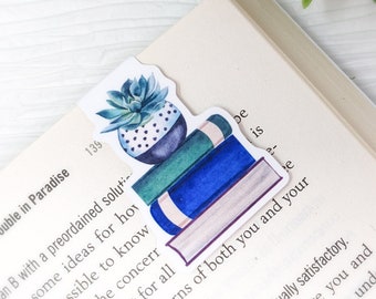 Bookstack Bookmark for Women, Magnetic Bookmarks for Planners, Book Gifts for Book Lovers, Plant Bookmark, Succulent Bookmark, Bookish Merch