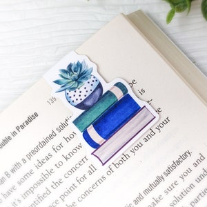 Bookstack Bookmark for Women, Magnetic Bookmarks for Planners, Book Gifts for Book Lovers, Plant Bookmark, Succulent Bookmark, Bookish Merch
