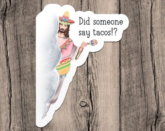 Taco Jesus Sticker, Jesus Peeking Sticker, Funny Jesus Stickers for Laptop, Jesus Gifts for Men, Taco Lover, Religious Gift, Birthday Gift