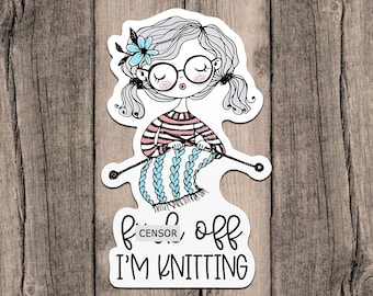 Knitting Stickers for Water Bottles, Christmas Gift for Knitters, Knitting Decal, Knitting Gift, Knitting Lover Gift, Stocking Stuffer for
