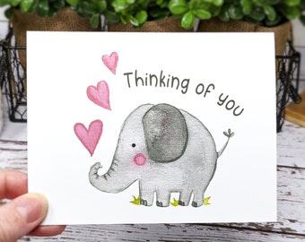 Thinking of You Card Elephants, Cute Elephant Cards, Cute Friendship Card, Sending Love Card, Miss You Card for Kids, Get Well Soon Card