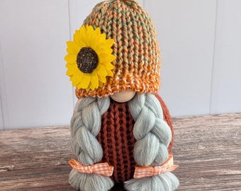 Sunflower Girl Gnome Decor, Fall Sunflower Thanksgiving Gnome Decor, Rustic Gnome Decor, Rustic Sunflower Tiered Tray Decor, Farmhouse Gnome