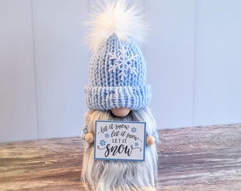 Let It Snow Gnome, Winter Knit Gnome Decor, Winter Gnome, Winter Tiered Tray Decor, Plush Winter Decor, Farmhouse Gnome Decor
