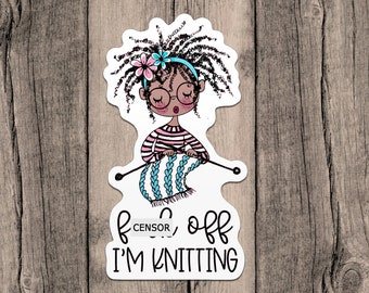 Knitting Stickers for Water Bottles, Knitting Gifts for Knitters, Christmas Gifts for Knitters, Black Women Gifts, Secret Santa Gift for Mom