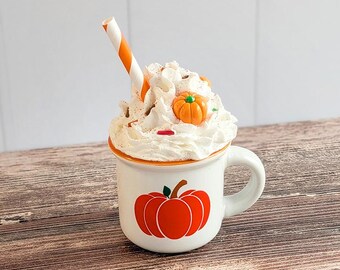 Pumpkin Mini Mug, Mini Fake Bake Mugs, Valentine's Tiered Tray Decor, Coffee Bar Decor, Fake Bake Decor, Faux Whipped Mug, Fake Sweets for