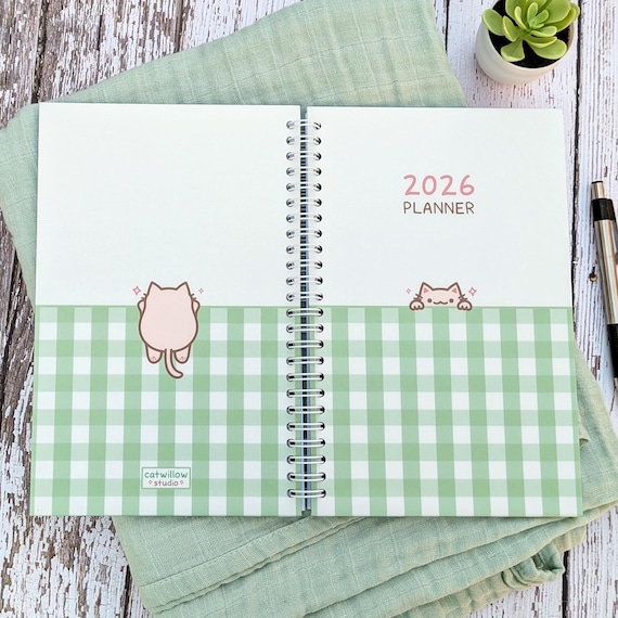 Cat Planner 2026, 2026 Daily Planner, Cute Planner 2026, ADHD Planner, Weekly Planner, Yearly Planner, Spiral Bound Planner 2026
