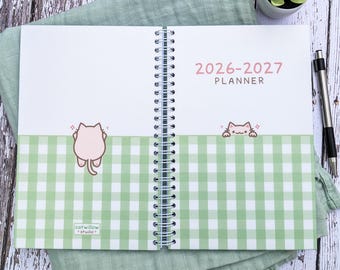 2026-2027 Daily Planner, Cat Planner 2026, Cute Planner 2026 2027, ADHD Planner, Weekly Planner, School Planner, Spiral Bound Planner