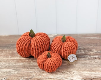 Knit Pumpkins Decor, Fall Pumpkin Decor, Fall Tiered Tray Decor, Autumn Decor, Fall Gifts for Mom, Desk Decor for Office, Thanksgiving Decor