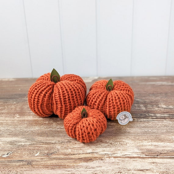Knit Pumpkins Decor, Fall Pumpkin Decor, Fall Tiered Tray Decor, Autumn Decor, Fall Gifts for Mom, Desk Decor for Office, Thanksgiving Decor