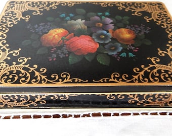 Buttons - Beautiful old tin box filled with vintage buttons, some still on cards