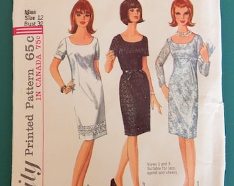 Simplicity Sewing Pattern 5998 - Vintage 1965 - Misses' One-Piece Shift Dress - Size 12