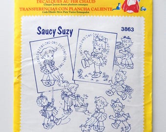 Aunt Martha's Hot Iron Transfers for Embroidery - #3863 Saucy Suzy Tea Towels