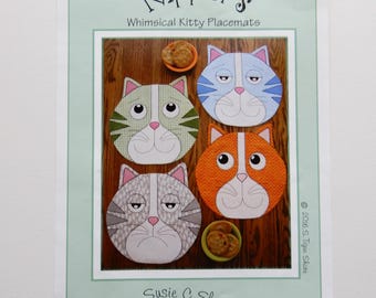 Kippers - Whimsical Kitty Placemats pattern - Full sized pattern (uncut) for placemats, table toppers or feeding mat