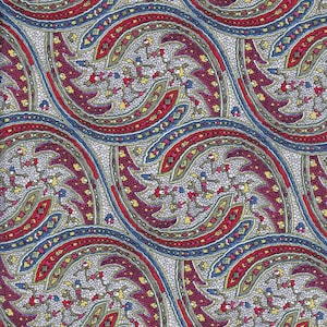 Liberty London, Tana Lawn, design with swirls of red, green, and blue. FAT QUARTER.