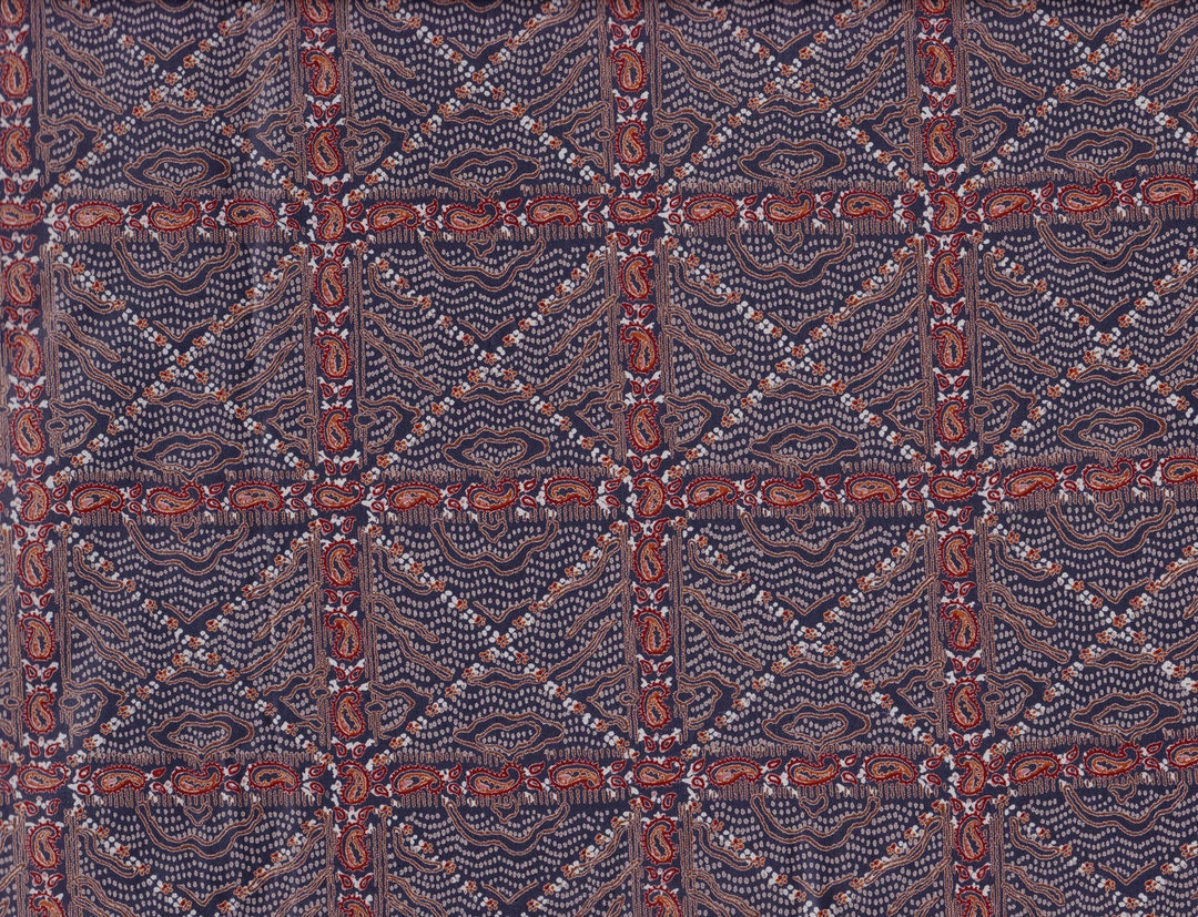 Italian Fabric, Geometric Pattern in Brown and Red and Orange, by the ...