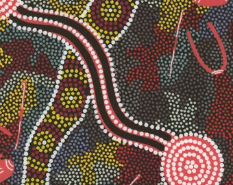 Australian Fabric, "Women Dancing for Rains" by Shirleen Campbell, for M & S Textiles Australia, PRECUT SINGLE YARD