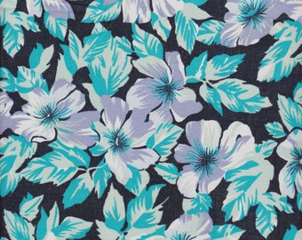 Italian Fabric, flowers in pale purple, turquoise and pale green, By the Yard