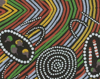 Australian Fabric, 'Rainbow Snake' by Peggy Brown, for M & S Textiles Australia, BY THE YARD.