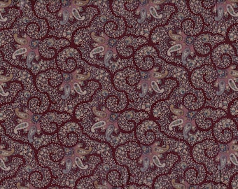 Italian fabric, paisley in brown, POLISHED COTTON, By the Yard