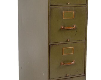 3 Vintage Army Green Fireproofing Co Stackable Steel File Cabinets Furniture 1900 1950