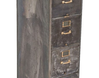 Three Drawer Filing Cabinet With Cast Brass Finger Pulls Etsy