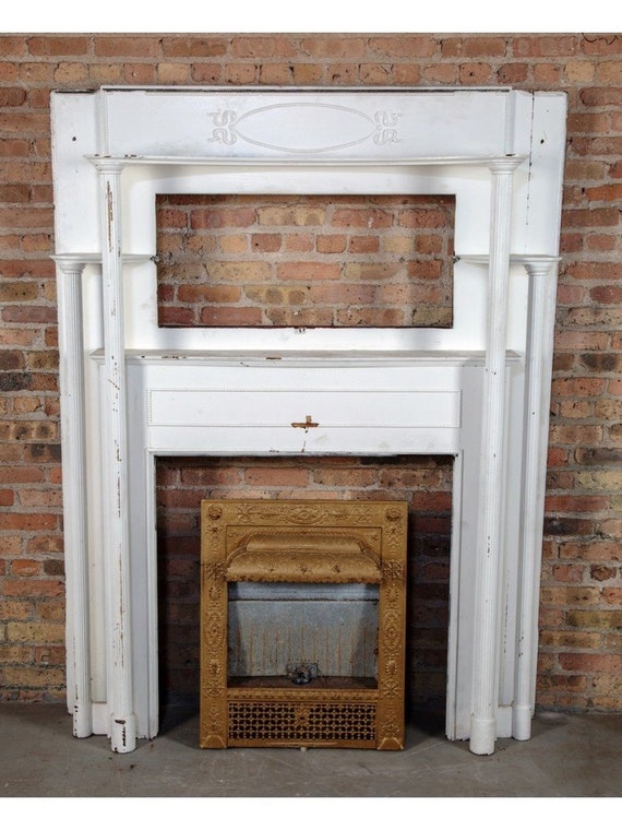 White Quartered Oak Fireplace Mantel With Fluted Columns Etsy