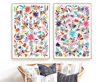 Set of two prints/Otomi mexico/Mexico print/Otomi/Mexican folk art/Otomi print/Extra large wall art/Otomi wall art/Printable art