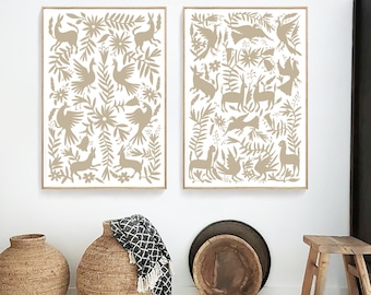 Set of two prints/Otomi mexico/Mexico print/Otomi hanging/Dorm wall hanging/Otomi/Mexican folk art/Extra large wall art/Otomi art/Cozy print